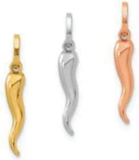 14K Gold Yellow/White/Rose Small Italian Horn Pendant