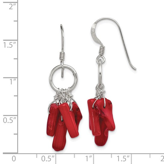 Natural Coral Earrings Sterling Silver