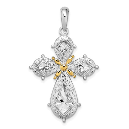 Two Toned Sterling Silver Cross x Gold Plated