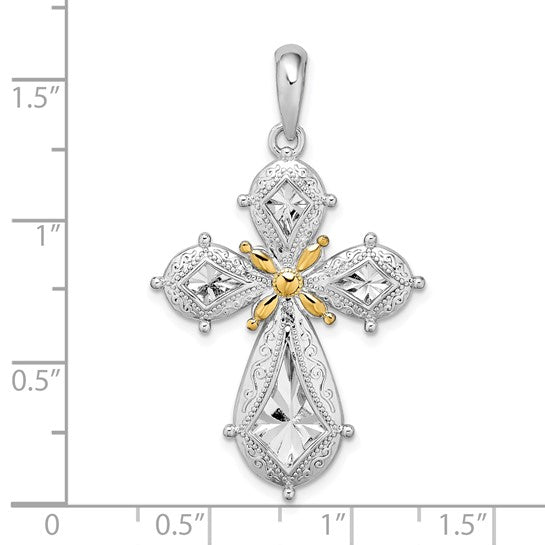 Two Toned Sterling Silver Cross x Gold Plated