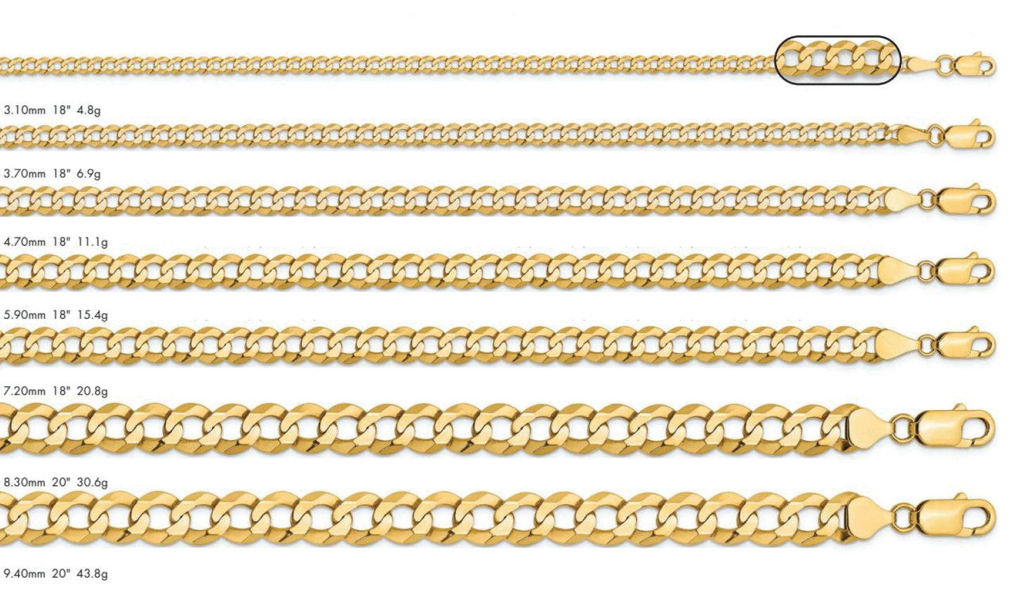 14K Lightweight Flat Cuban