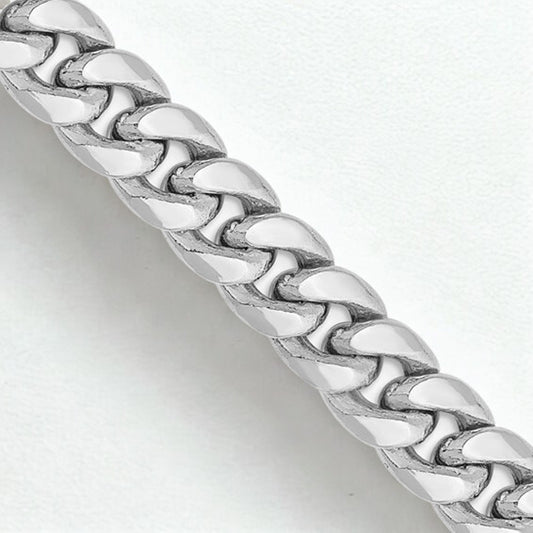 14K Solid Miami Cuban Link Chain White Gold