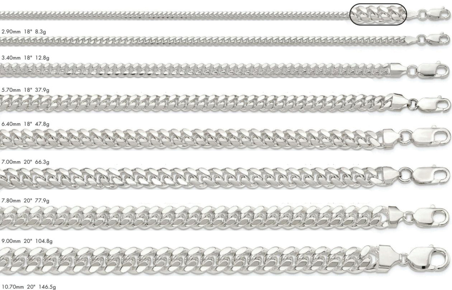 Sterling Silver Domed Curb Chain/Bracelet