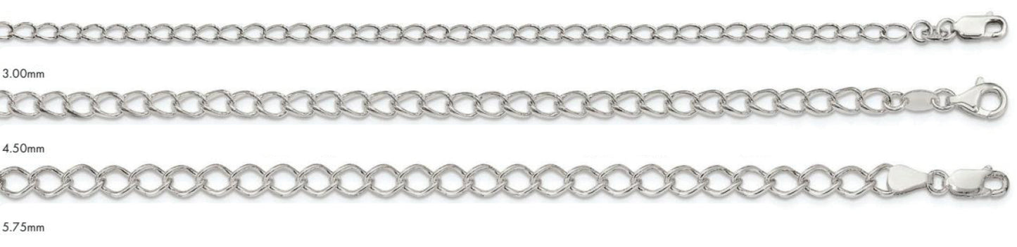 Sterling Silver Open Curb Chain/Bracelet