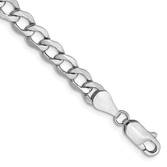 14K Semi Solid Curb Chain White Gold