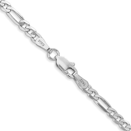 14K Flat Figaro Chain White Gold