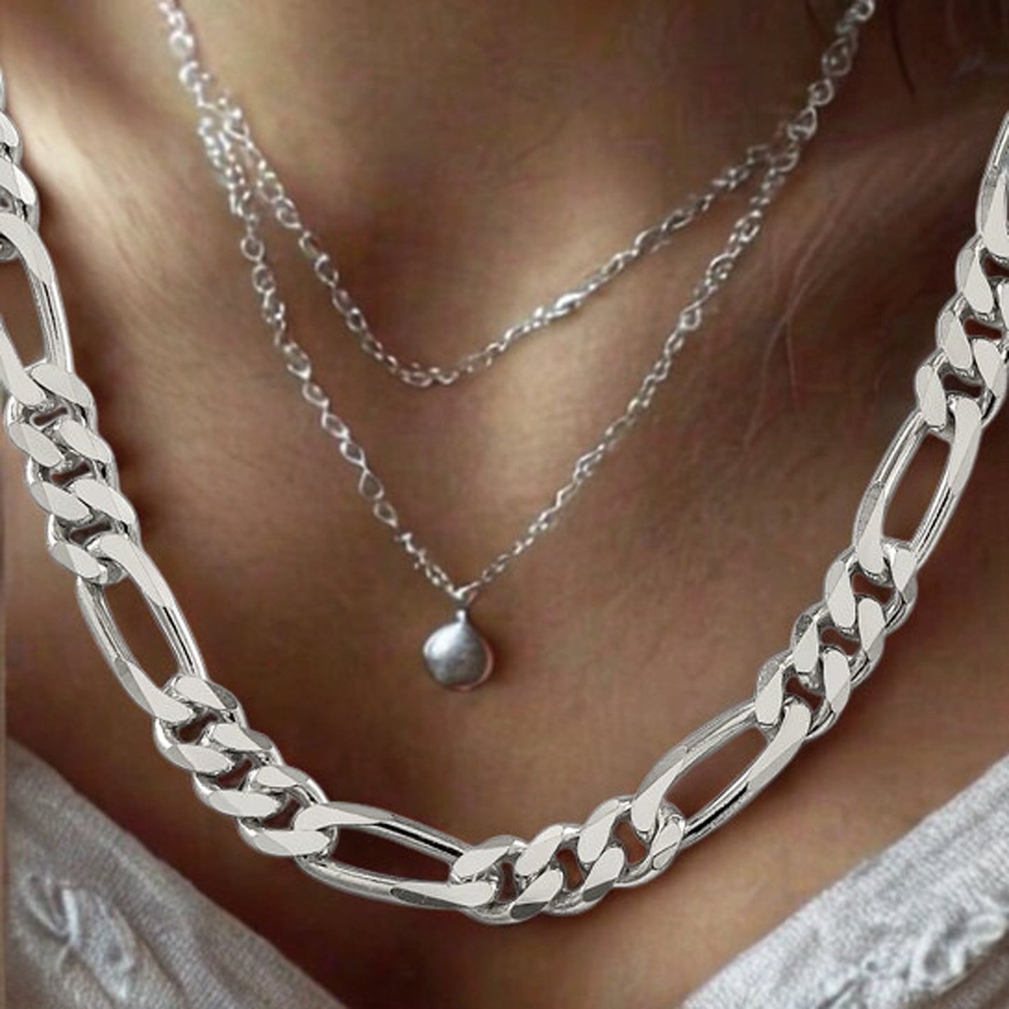 Sterling Silver Figaro Chain