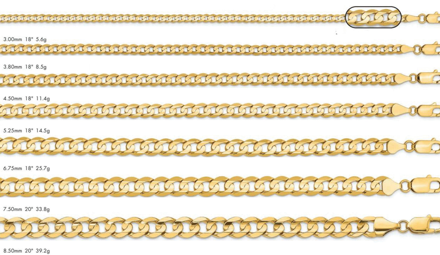10K Open Concave Curb Chain Yellow Gold