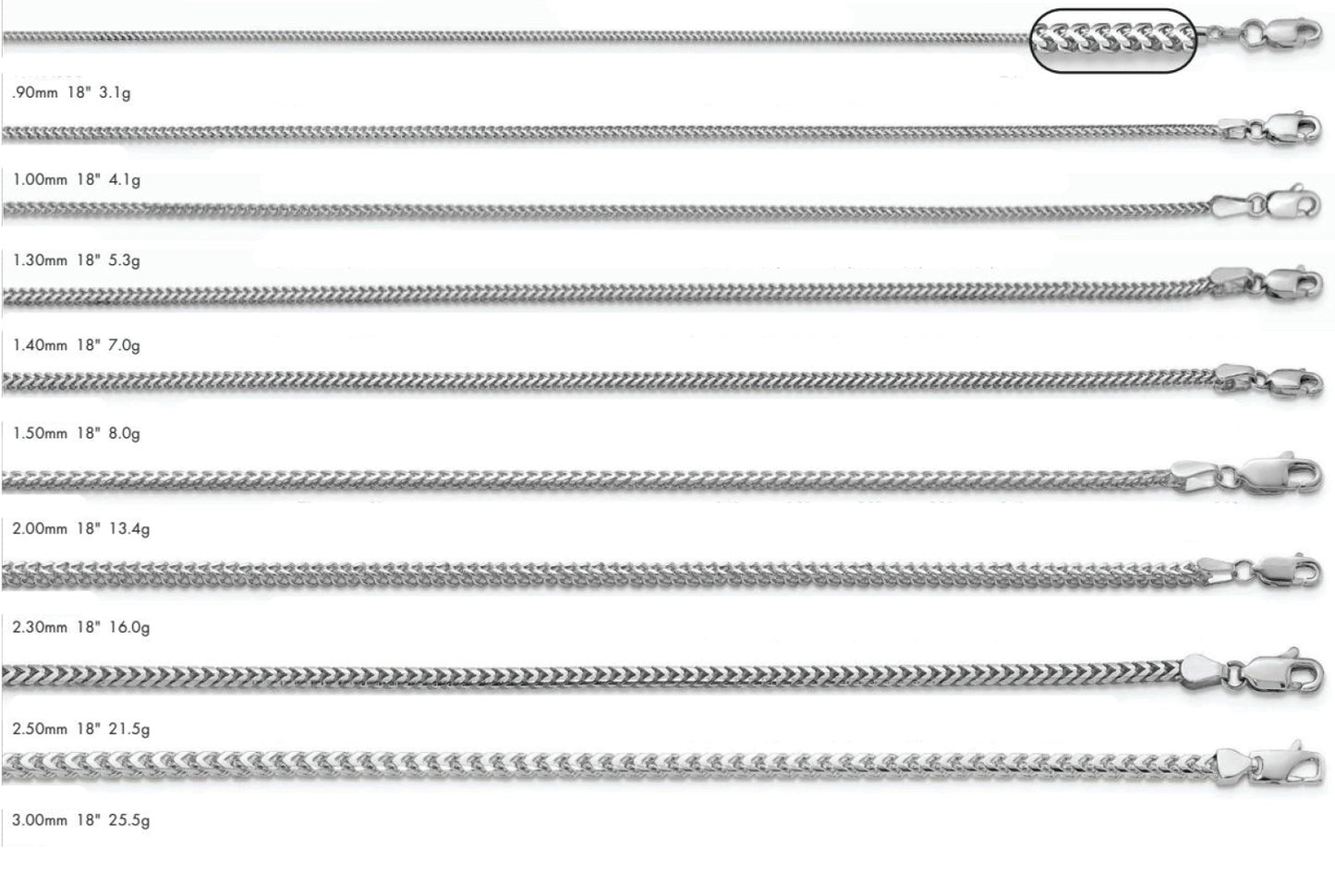 14K Franco Chain White Gold