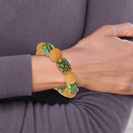 Natural Aventurine & Glass Bead Bracelet
