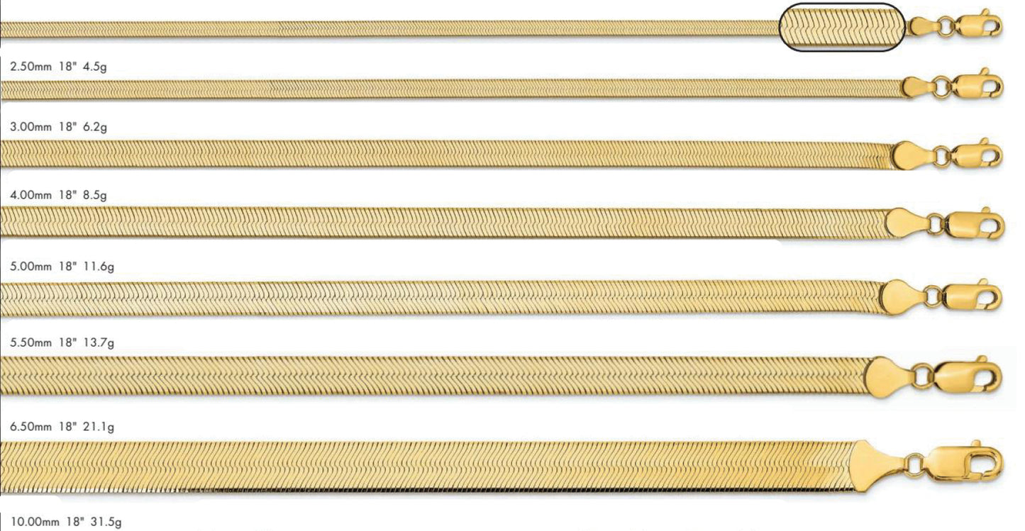 14K Herringbone Chain Yellow Gold