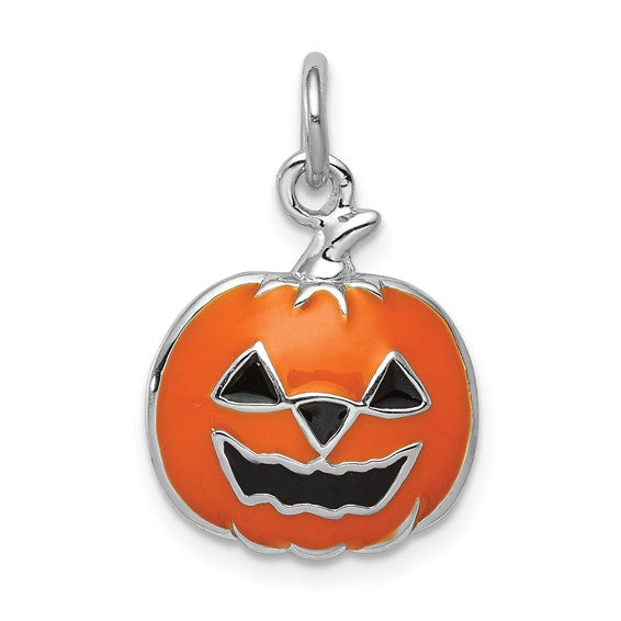 Jack O Lantern Charm Pendant Sterling Silver