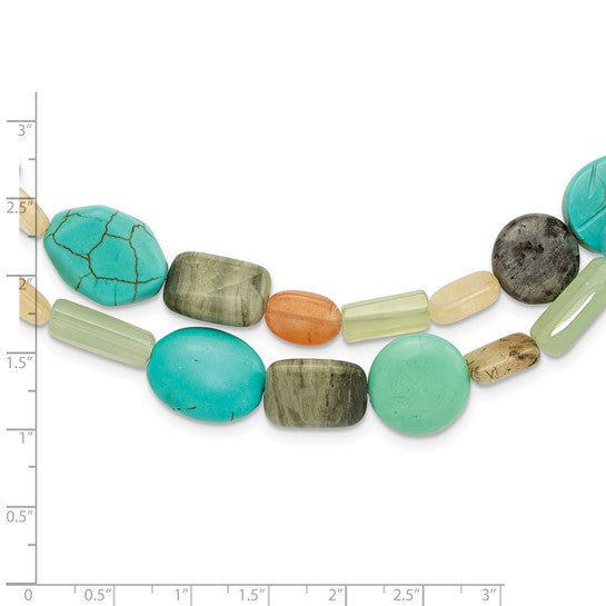 Natural Aventurine, Carnelian, Labradorite, Agate, Jade, Quartz, & Reconstructed Magnesite Necklace