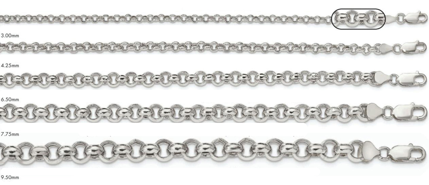 Sterling Silver Semi Solid Rolo Chains/Bracelets