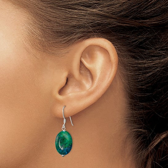 Serpentine Earrings Sterling Silver