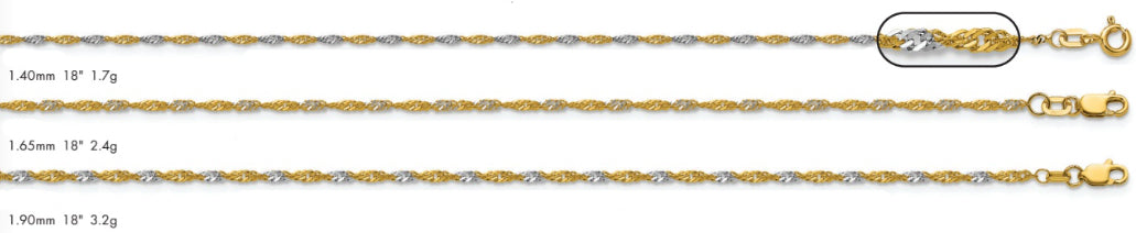 14K Singapore Two Tone Gold Chain