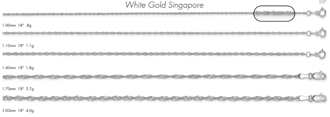 14K Singapore White Gold Chain