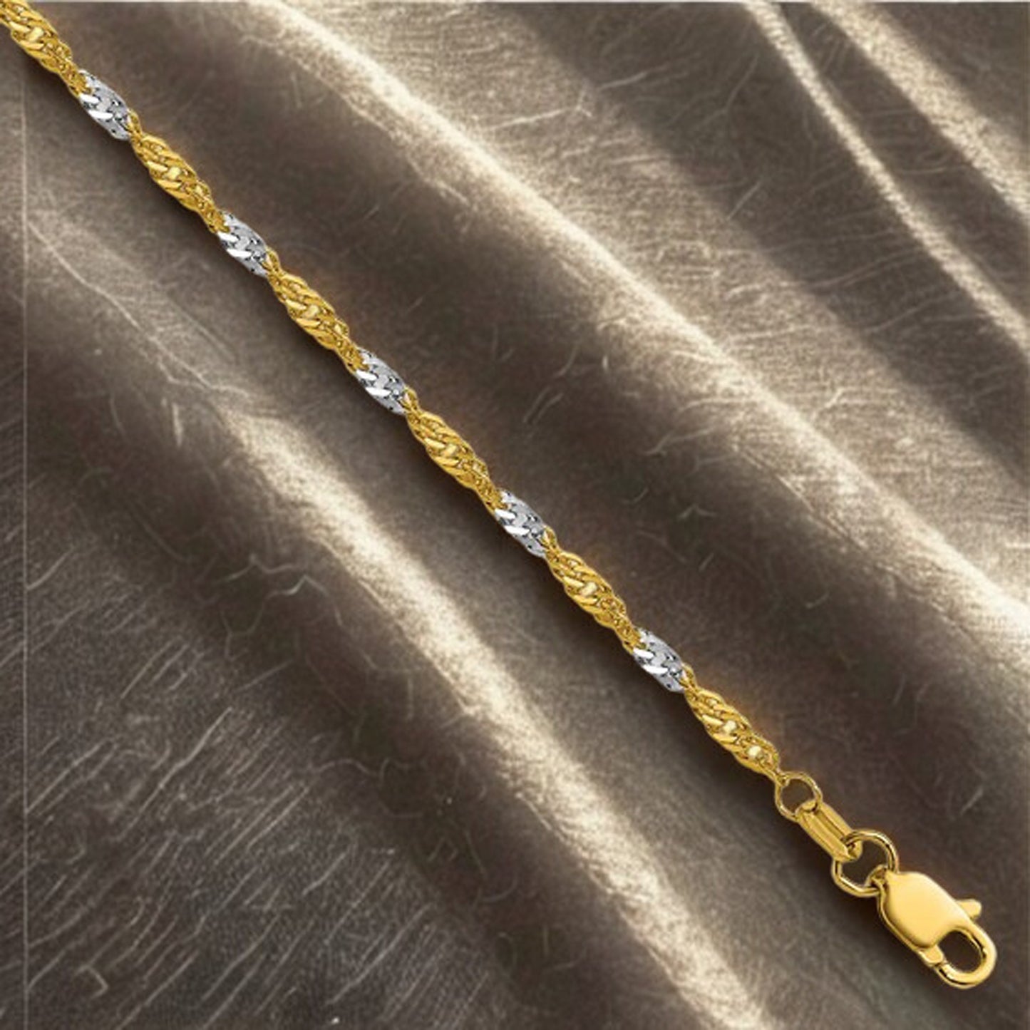 14K Singapore Two Tone Gold Chain