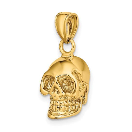 Skull 3D Pendant Charm 14K Gold