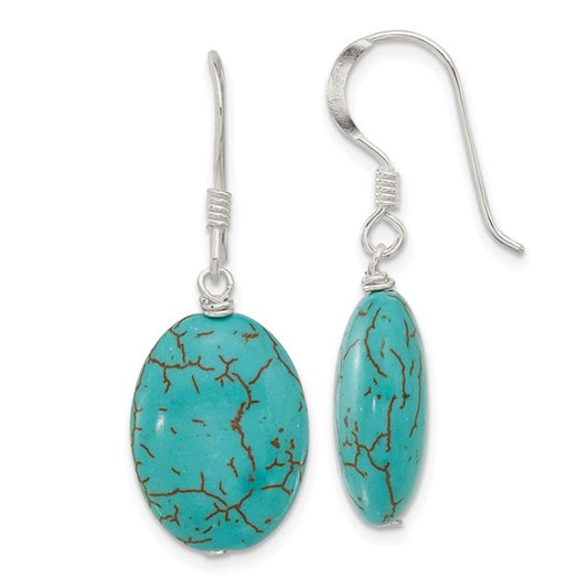 Turquoise Reconstructed Magnesite  Earrings Sterling Silver