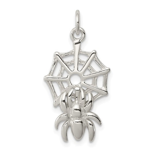 Spider Web Pendant Charm Sterling Silver