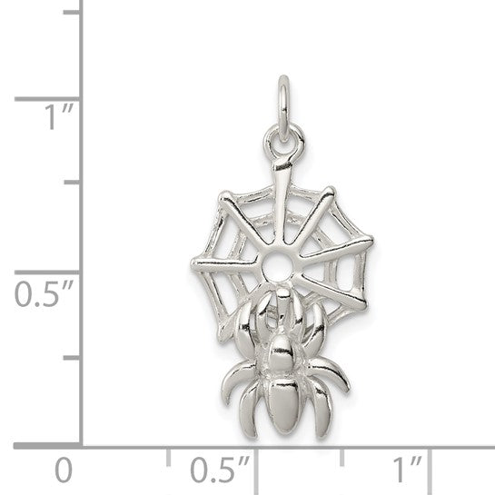 Spider Web Pendant Charm Sterling Silver