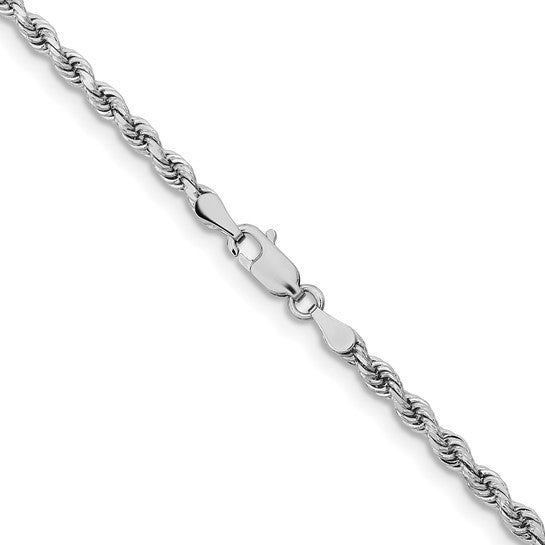 14K White Gold Diamond Cut Rope Chain