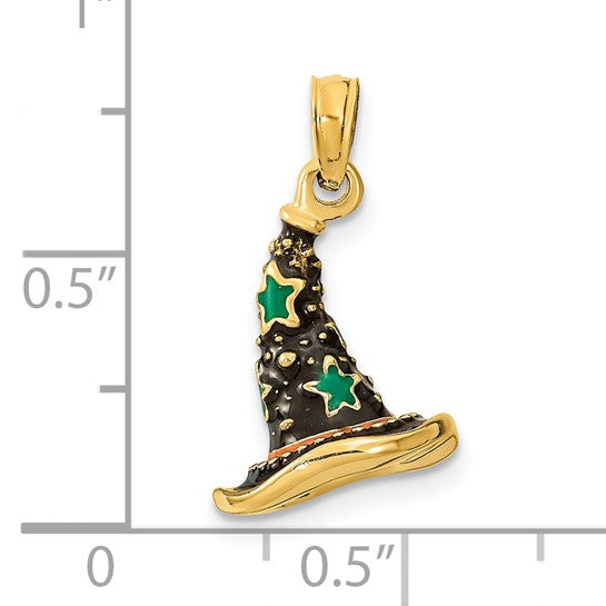 Witch Hat 3D 14k Gold Pendant Charm