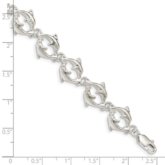 Sterling Silver Dolphin Circle Bracelet