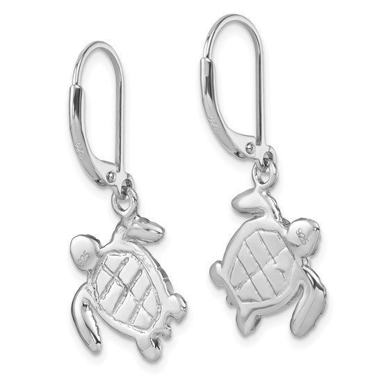 Sterling Silver Crystal Turtle Dangle Earrings
