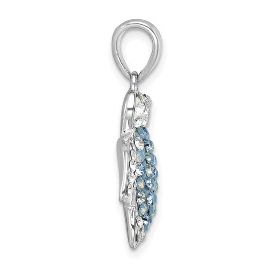 Sterling Silver Blue Crystal Turtle Pendant