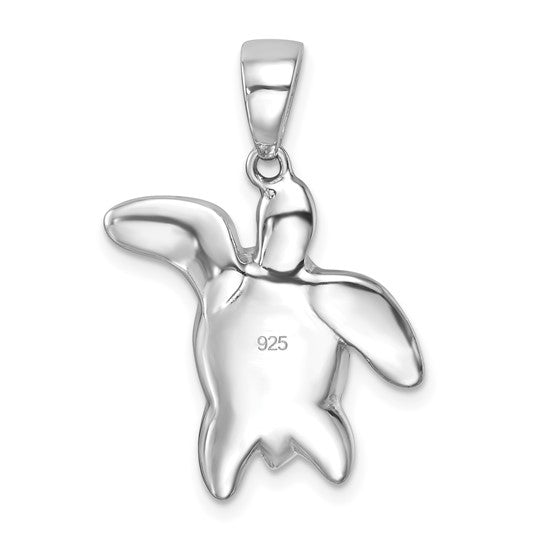 Sterling Silver Blue Crystal Turtle Pendant