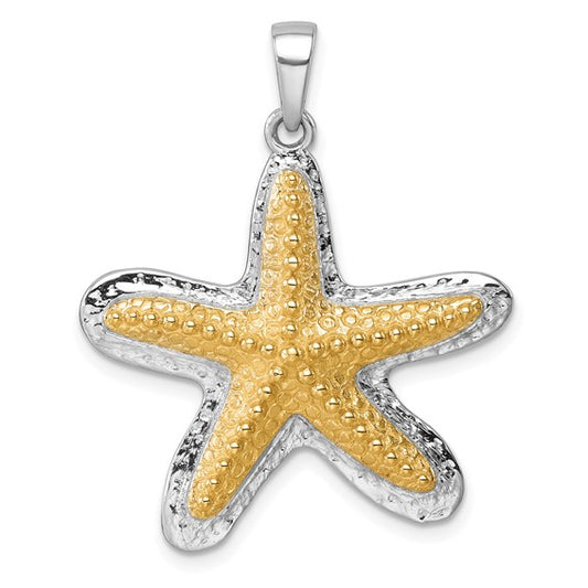 Sterling Silver 14K Gold Start Fish Two Tone Seal Pendant