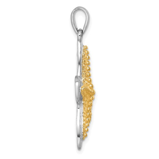 Sterling Silver 14K Gold Start Fish Two Tone Seal Pendant