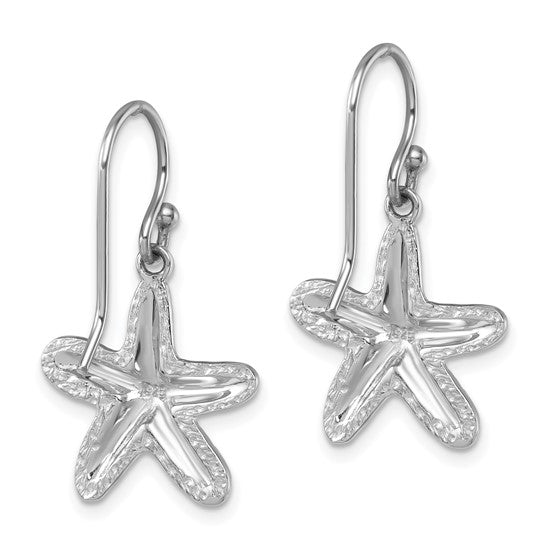 Sterling Silver 14K Gold Two Tone Star Fish Dangle Earrings