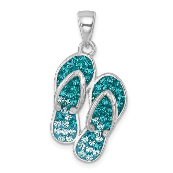 Sterling Silver Crystal Flip Flop Pendant