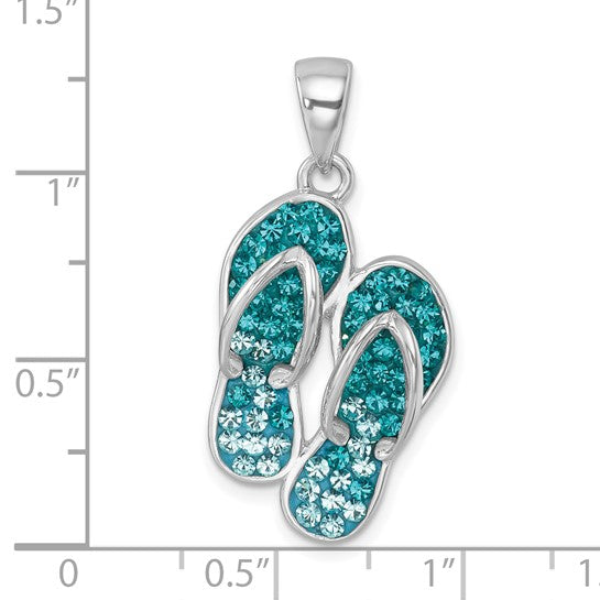 Sterling Silver Crystal Flip Flop Pendant