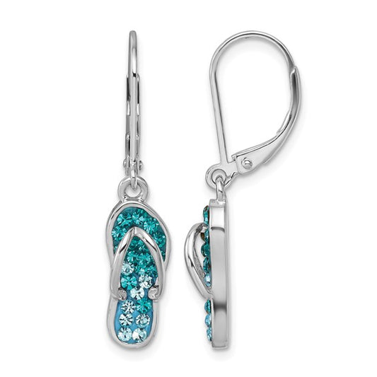 Sterling Silver Crystal Flip Flop Earrings