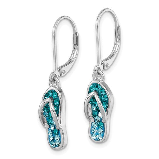 Sterling Silver Crystal Flip Flop Earrings
