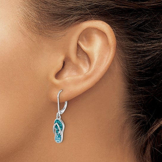 Sterling Silver Crystal Flip Flop Earrings