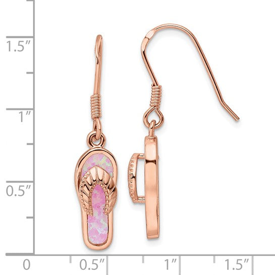 Sterling Silver Rose Gold Plated Opal Flip Flop Earrings