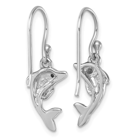 Sterling Silver Crystal Dolphin Dangle Earrings