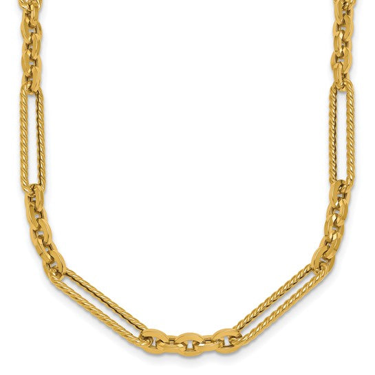 14K Yellow Gold Fancy Link Paperclip Necklace