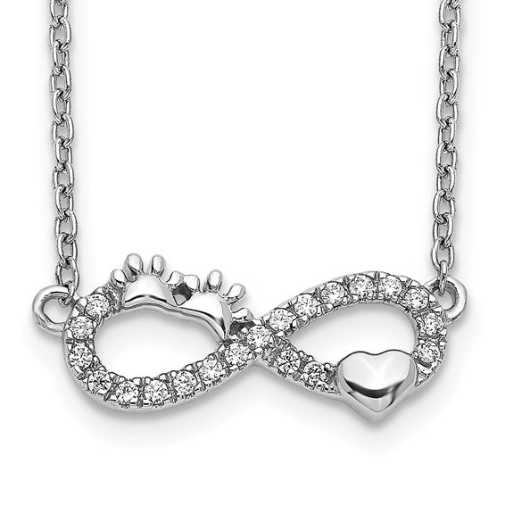 14K White Gold Dog Paw & Heart Diamond Infinity Charm & Necklace
