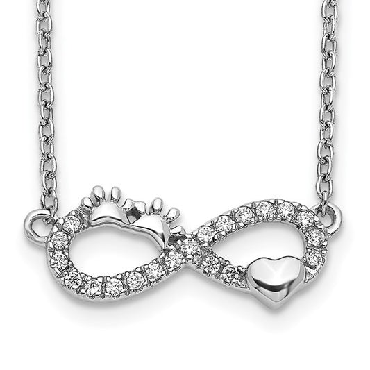 14K White Gold Dog Paw & Heart Diamond Infinity Charm & Necklace