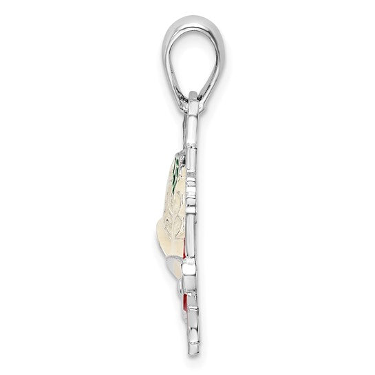 Sterling Silver Christmas Holly Bells Pendant