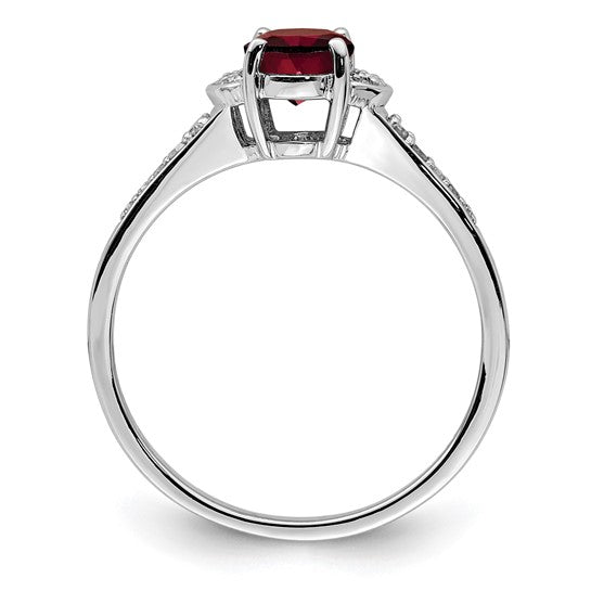 Sterling Silver Pave Natural Garnet & Diamond Ring