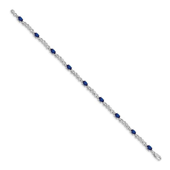 14K Yellow Gold White Gold Natural Sapphire & Diamond Crossover Style Bracelet