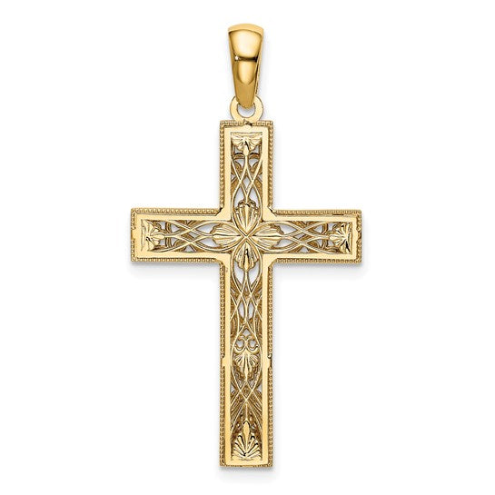 Two Tone Latin Cross 14K Gold Pendant