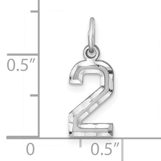 While Gold Over Sterling Silver Diamond Cut Jersey Number Pendant 0-99